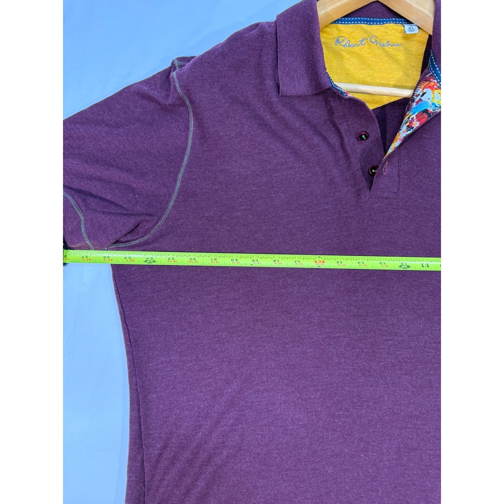 Robert Graham Mens XL Polo Shirt Burgundy Splatter Collar Cotton Modal Knit - Picture 5 of 10